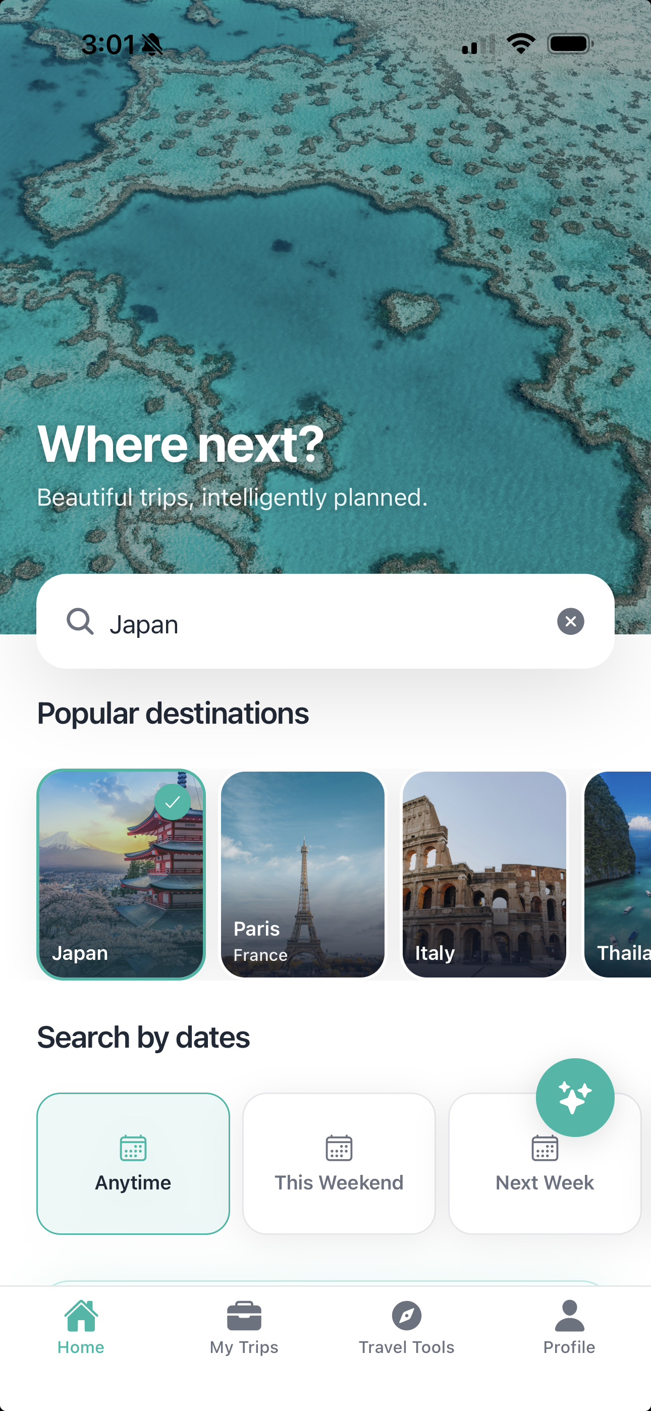TRIPLR Discover — Where next? destination search with popular places